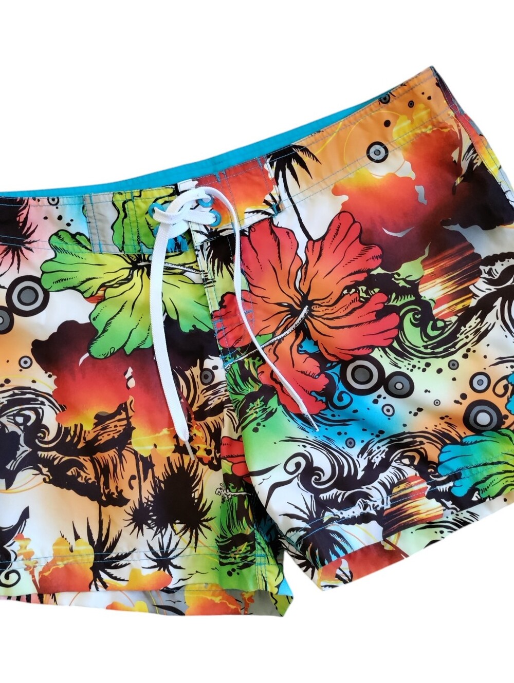 Rip Curl Multicolor Tropical Floral Swim Shorts in Red, Green, Blue, Orange